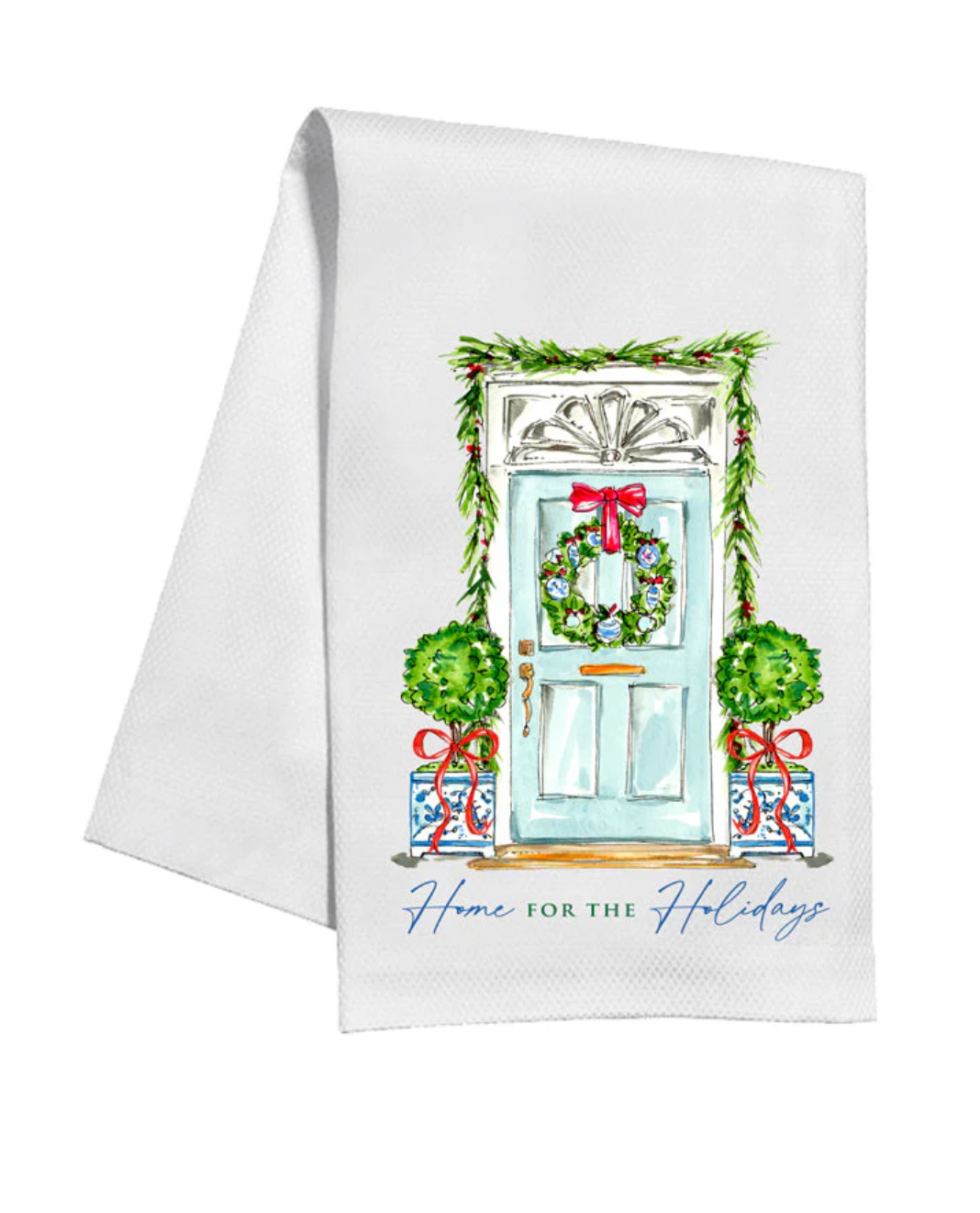 Blue Front Door Christmas Kitchen Towel