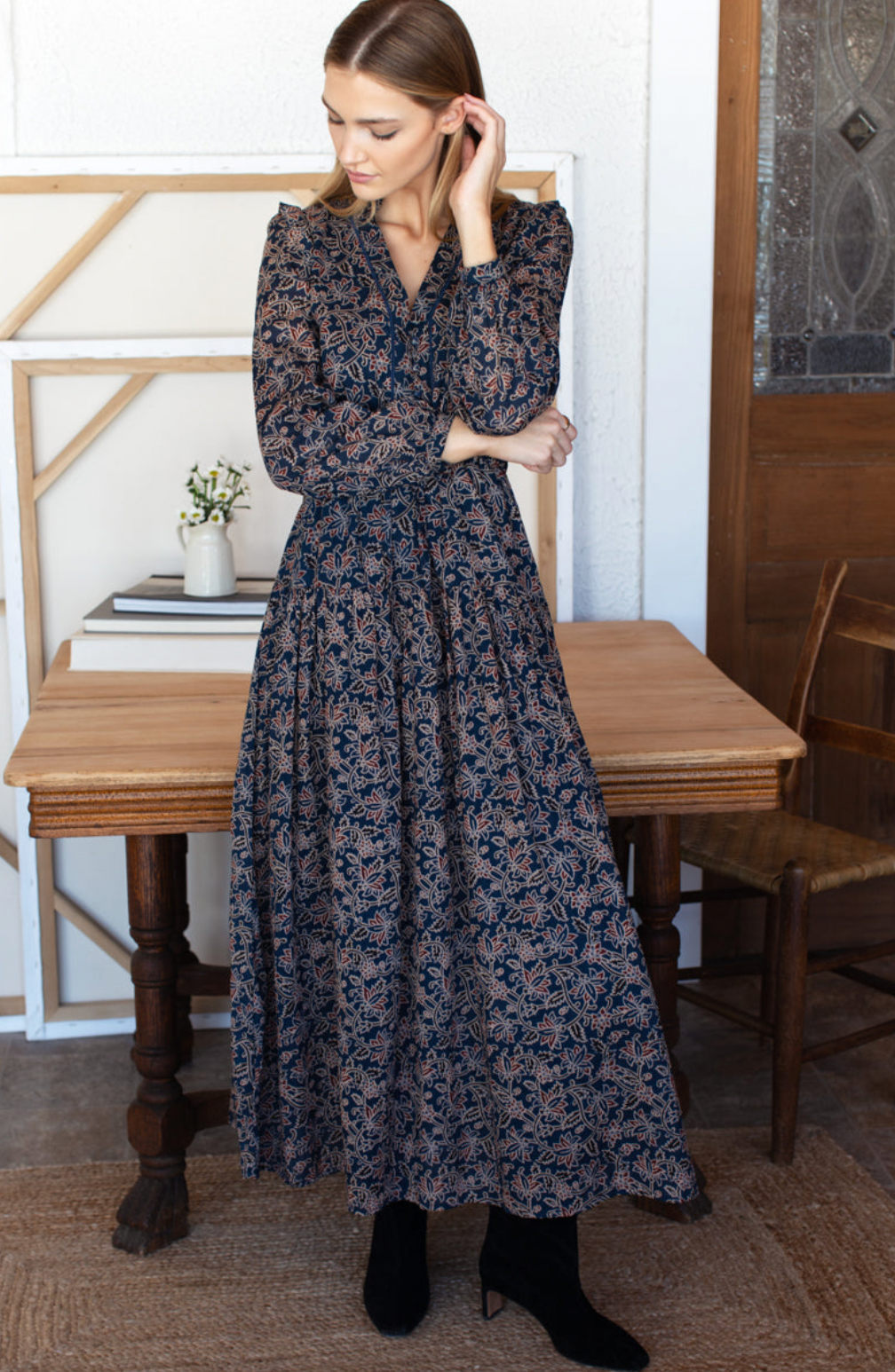 Emerson Fry Frances 4 Basque Dress - Artisan Flower Vines Organic