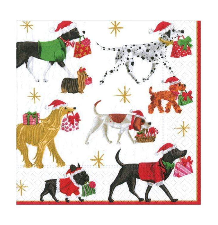 Christmas Delivery Paper Cocktail Napkins in White