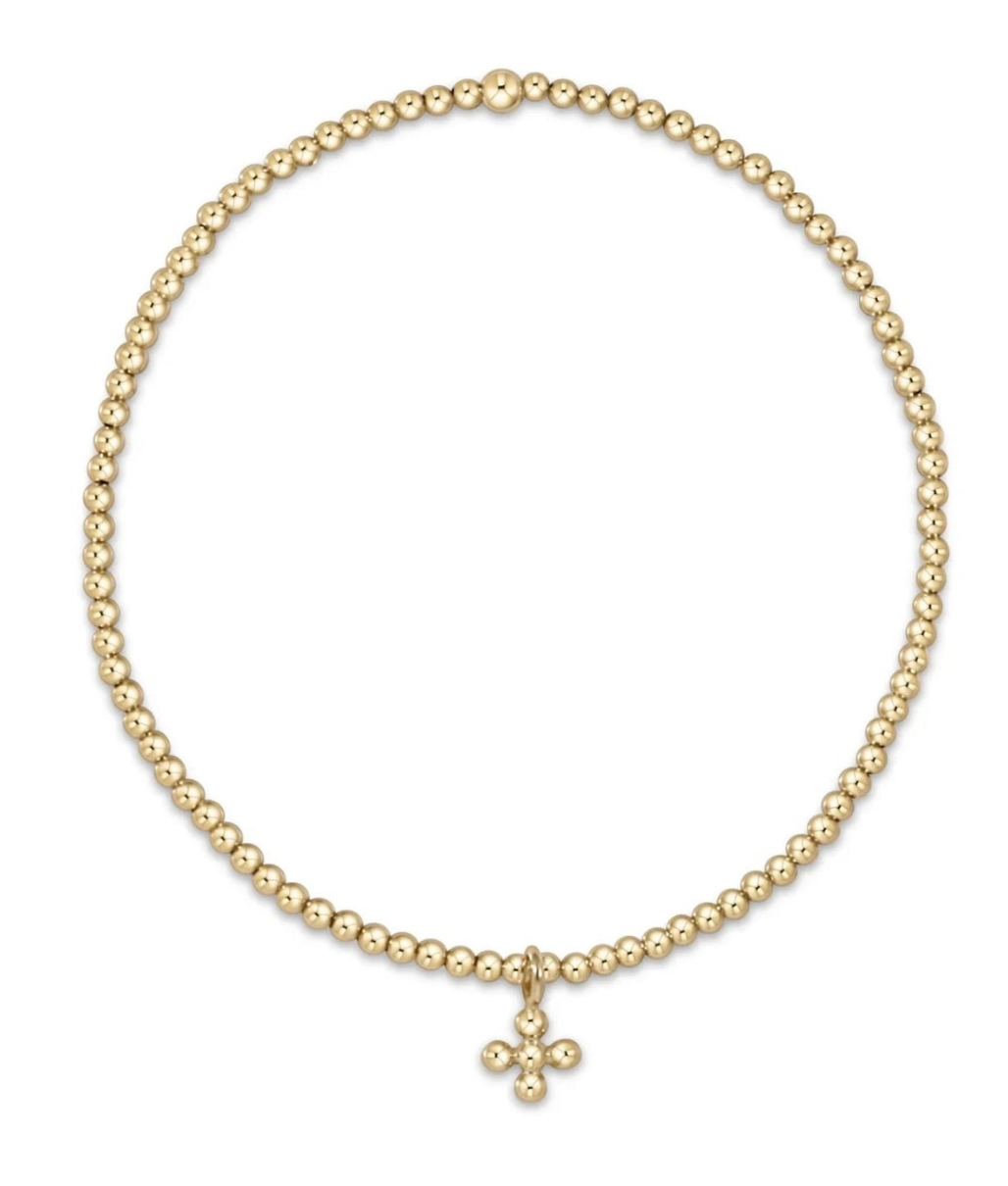 Enewton Classic Gold 2mm Bead Bracelet - Classic Beaded Signature Cross Small Gold Charm