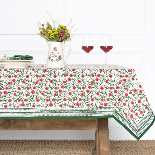 Stephanie Red & Green Tablecloth