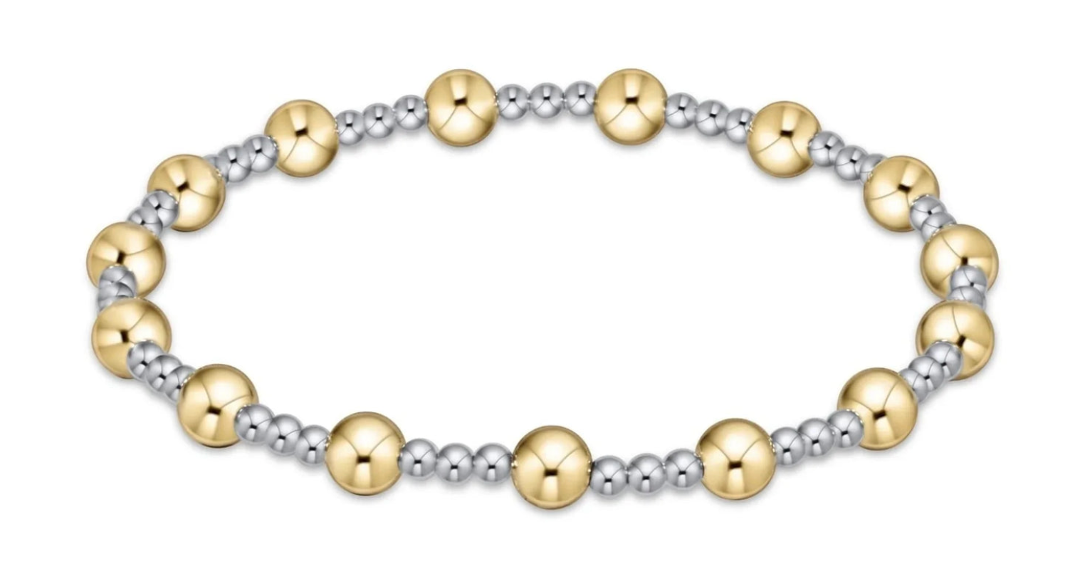 CLASSIC GRATEFUL PATTERN 5MM BEAD BRACELET - MIXED METAL