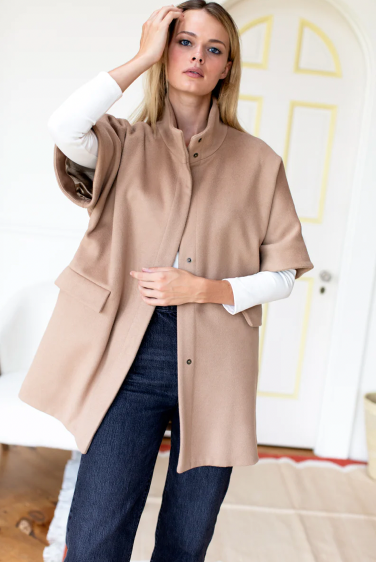 LAYERING JACKET- CAMEL WOOL CASHMERE
