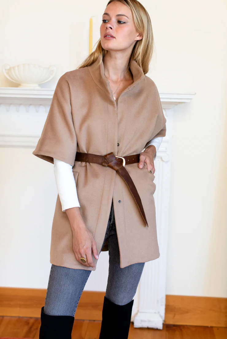 LAYERING JACKET- CAMEL WOOL CASHMERE