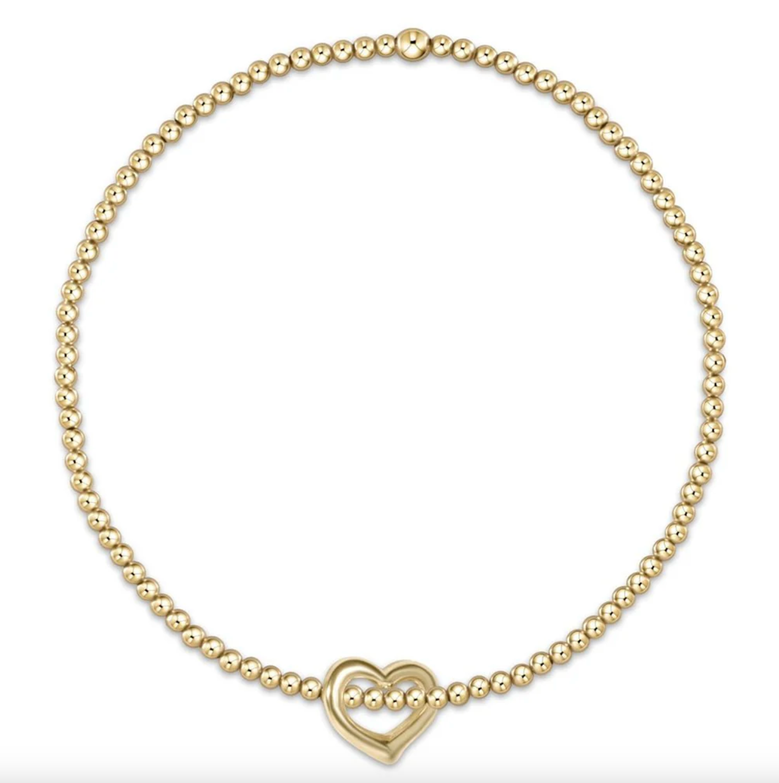 Classic gold 2mm bead bracelet - love small gold charm
