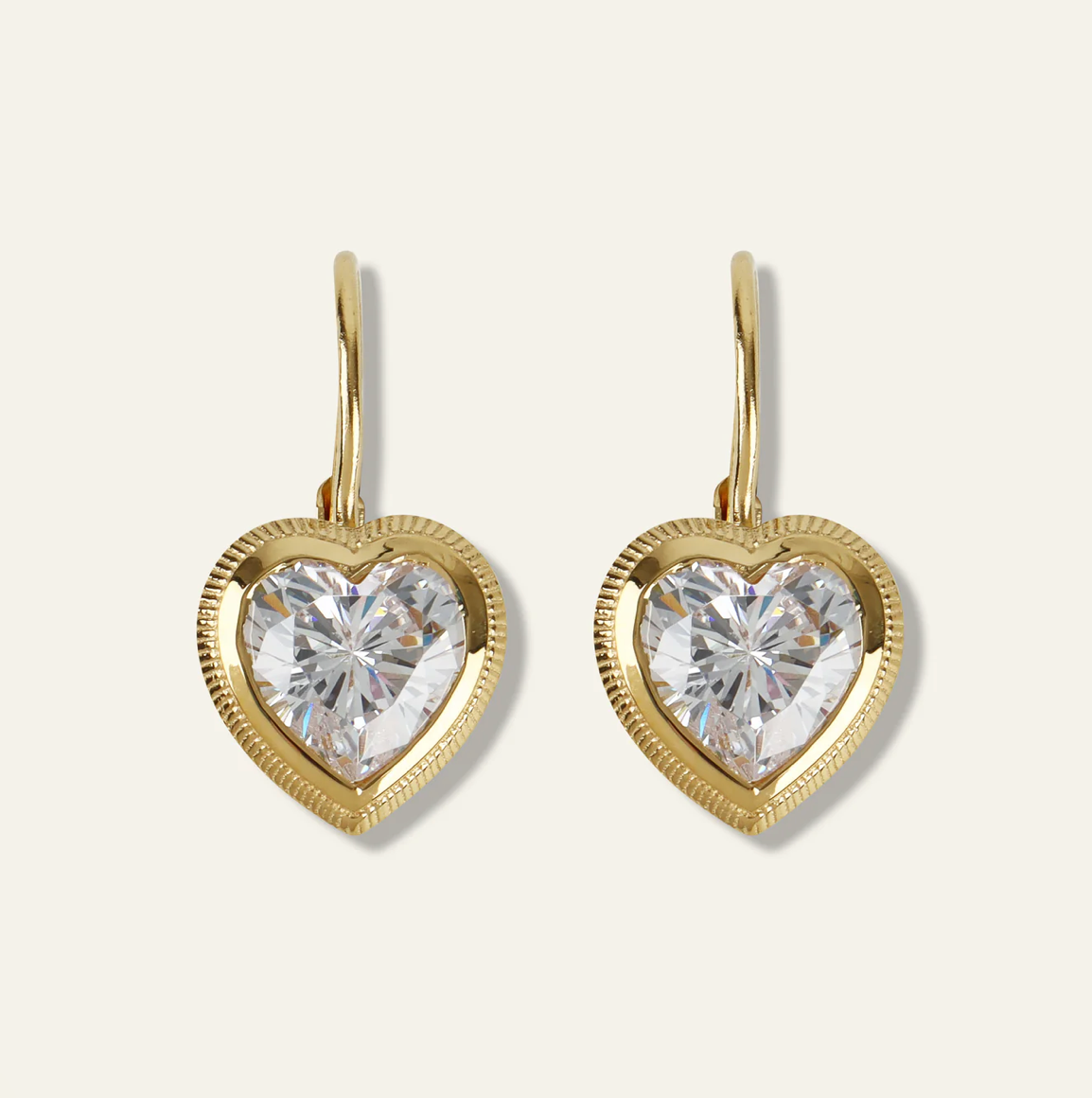 Bezel Heart Drop Earrings