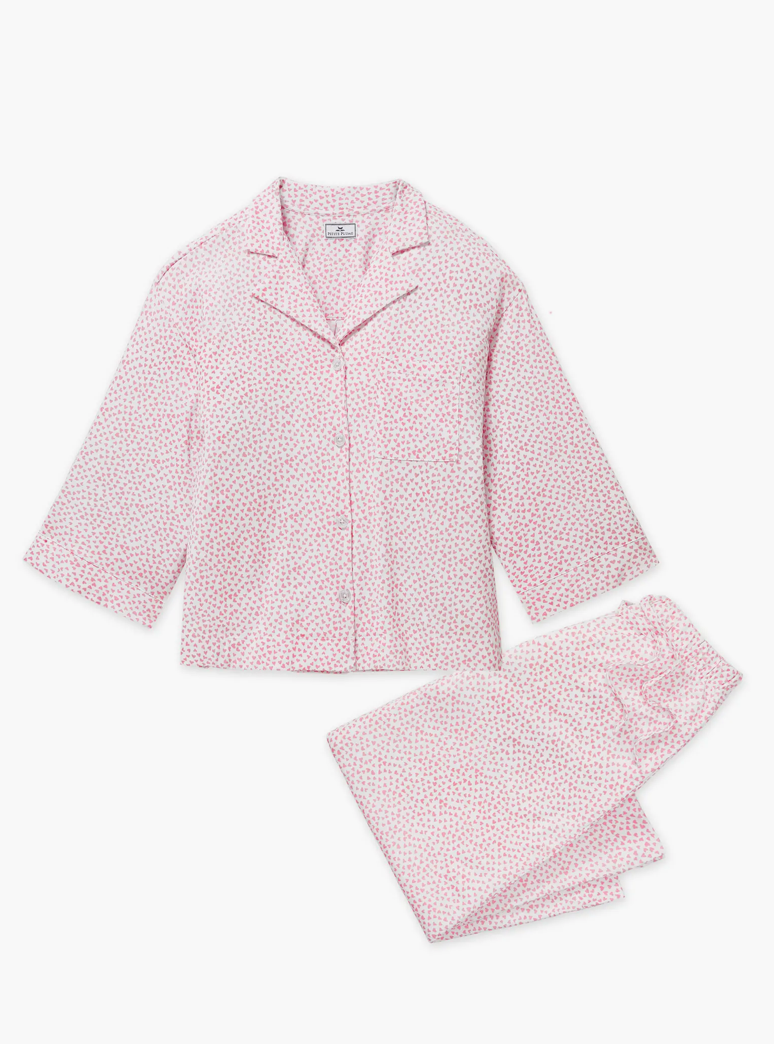 The Olivia Wide Leg Pajama Set in Sweethearts