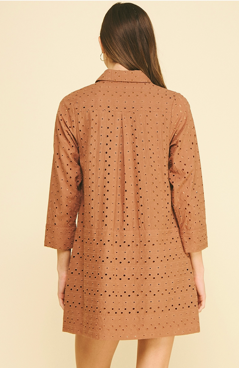 Eyelet Detailed Mini Dress