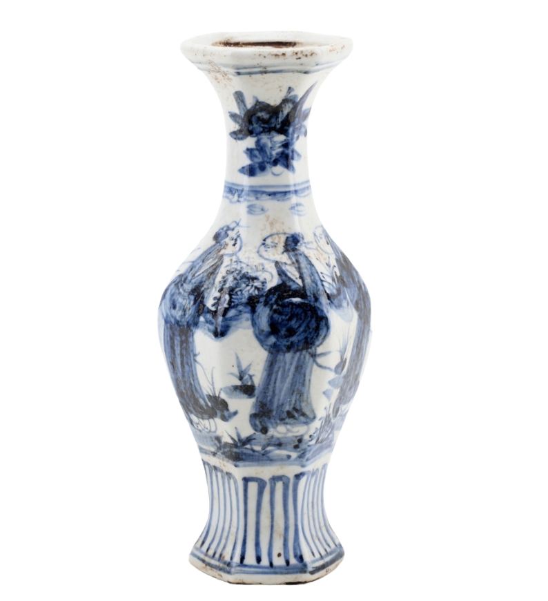 Blue and White Tall Vase