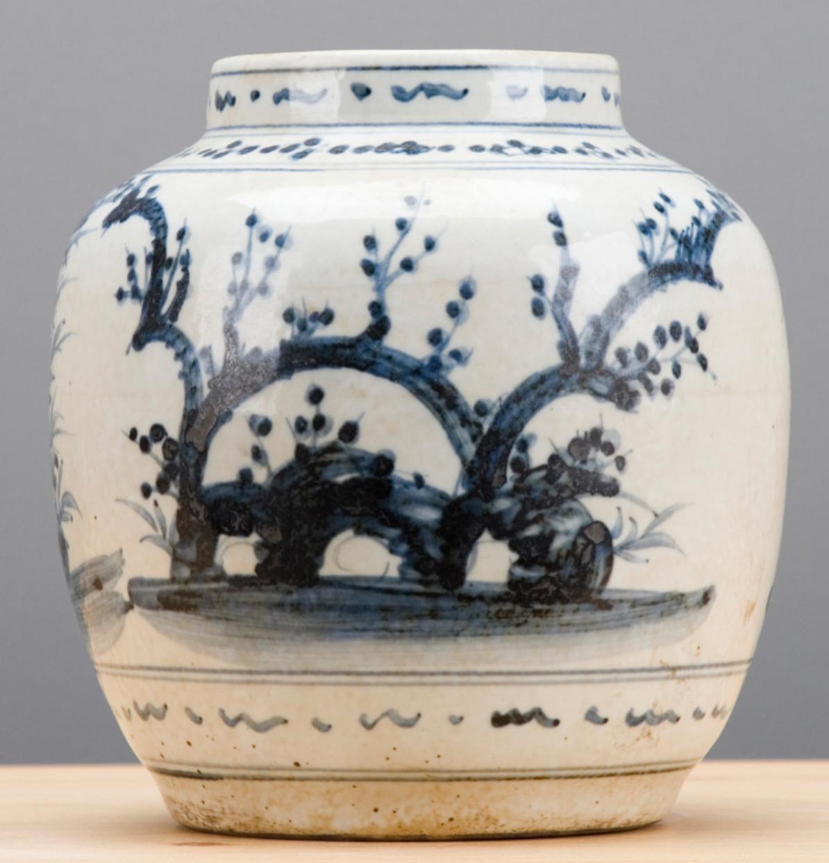 Blue and White Round Vase