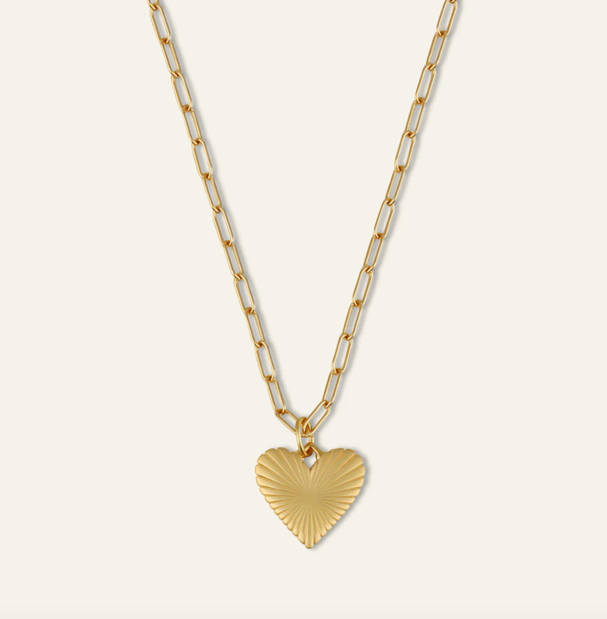 Small Ribbed Heart of Gold Necklace - 18"