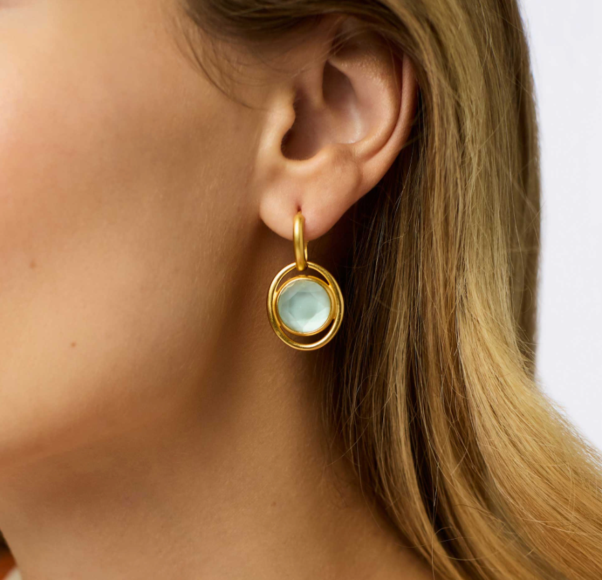 Laguna Hoop & Charm Earring- Iridescent Aquamarine Blue