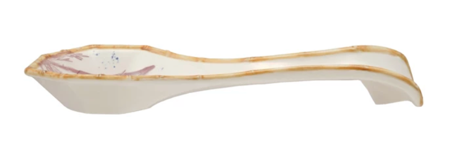 Hand-Painted Stoneware Spoon Rest with Palm Trees
