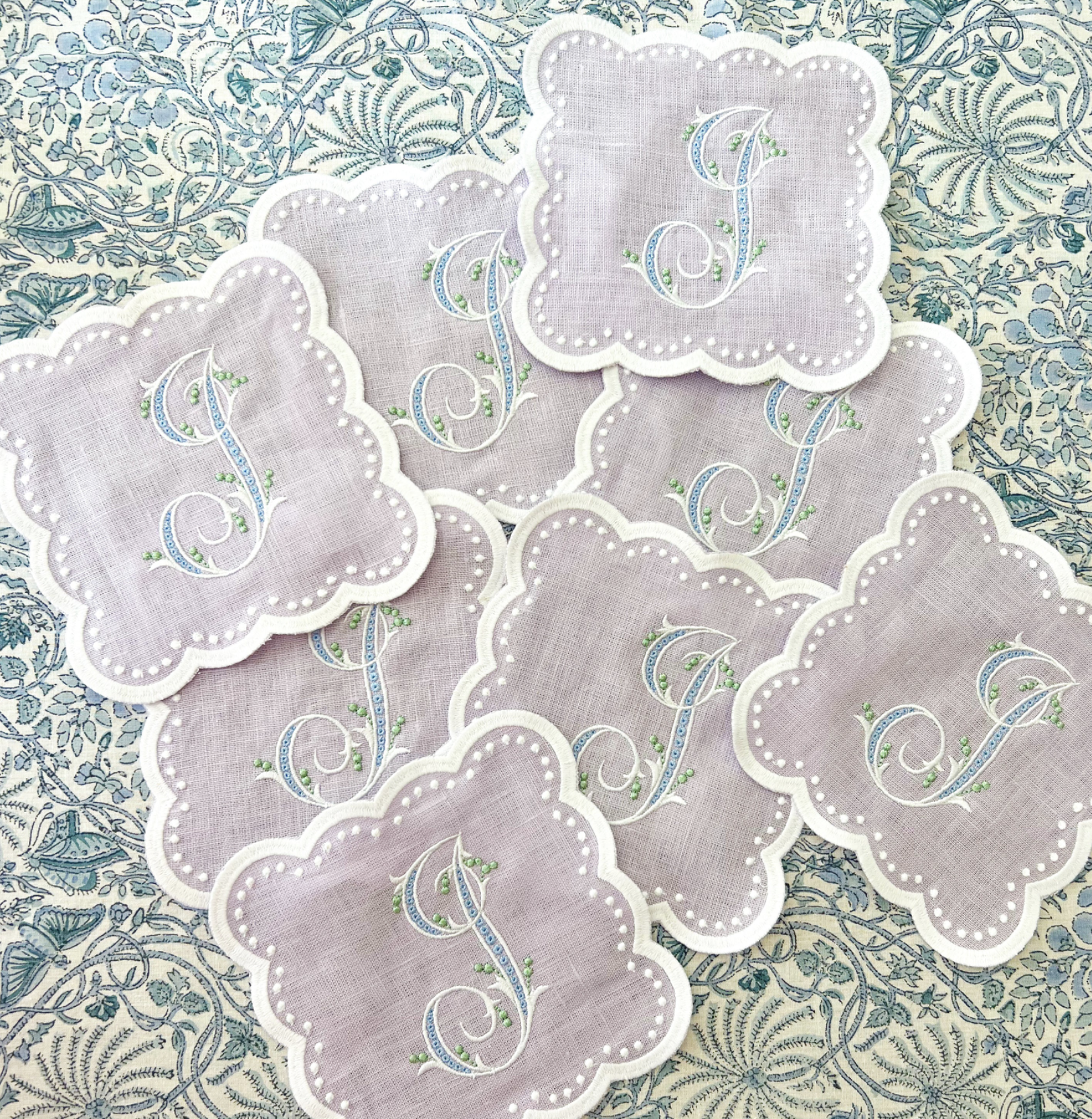 Scalloped Cocktail Napkins, set of 4