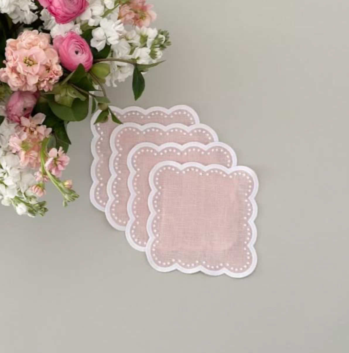 Scalloped Cocktail Napkins, set of 4