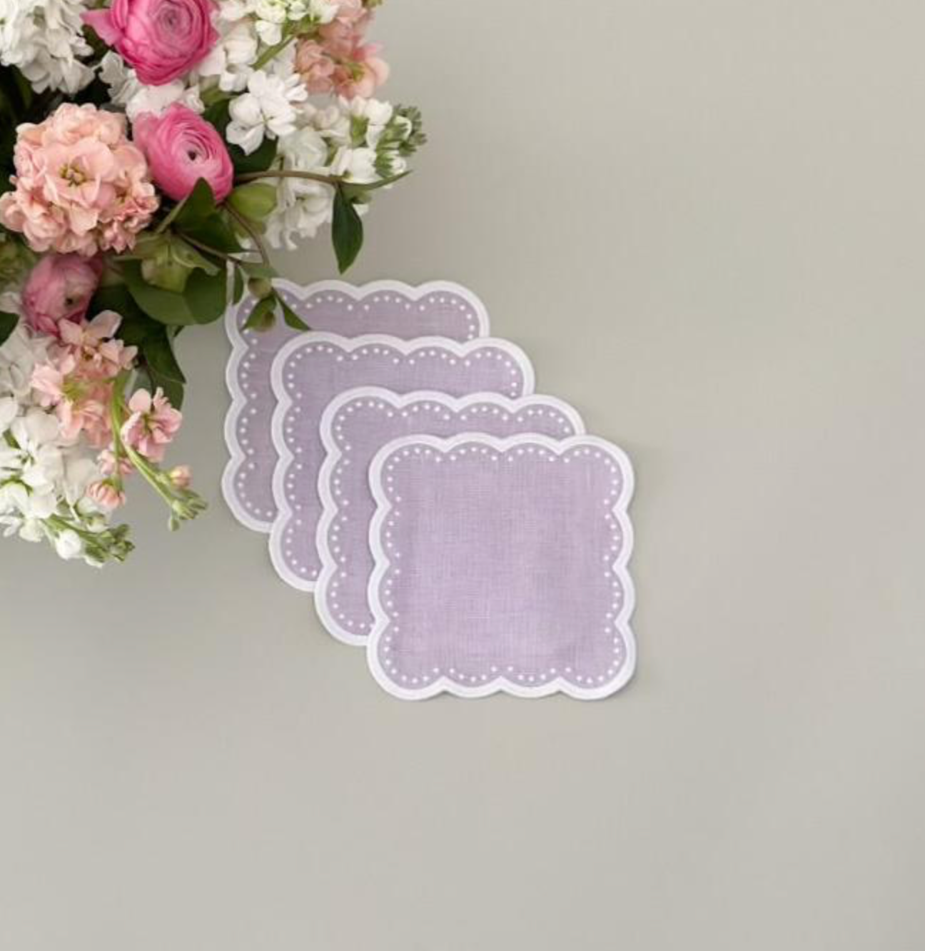 Scalloped Cocktail Napkins, set of 4