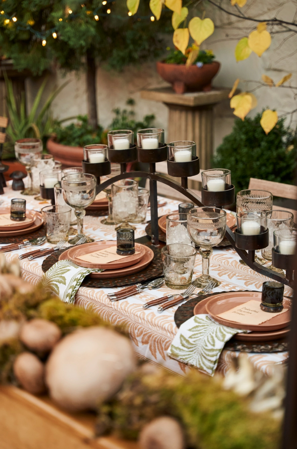 Palm Tan Print Tablecloth 60x108in
