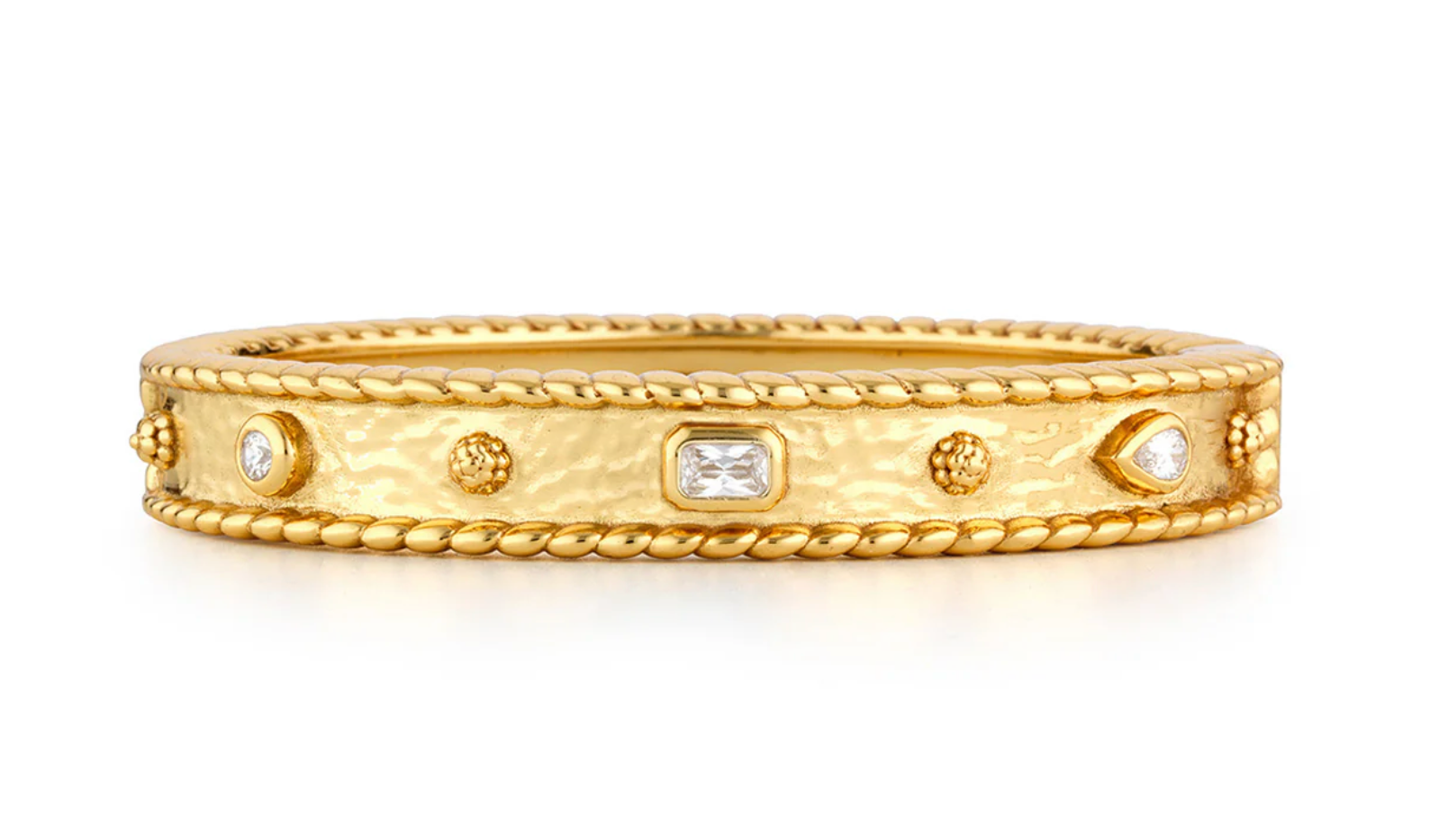 Gem Hinged Bangle - Clear Cubic Zirconia