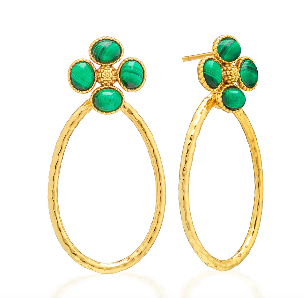 Clover Teardrop Earrings - Malachite
