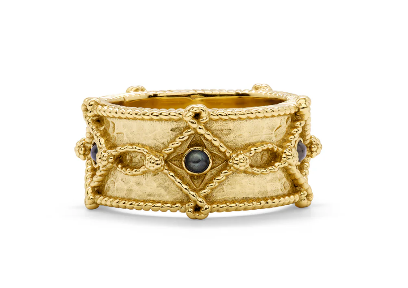 VICTORIA Ring Band - Gold/Blue Labradorite