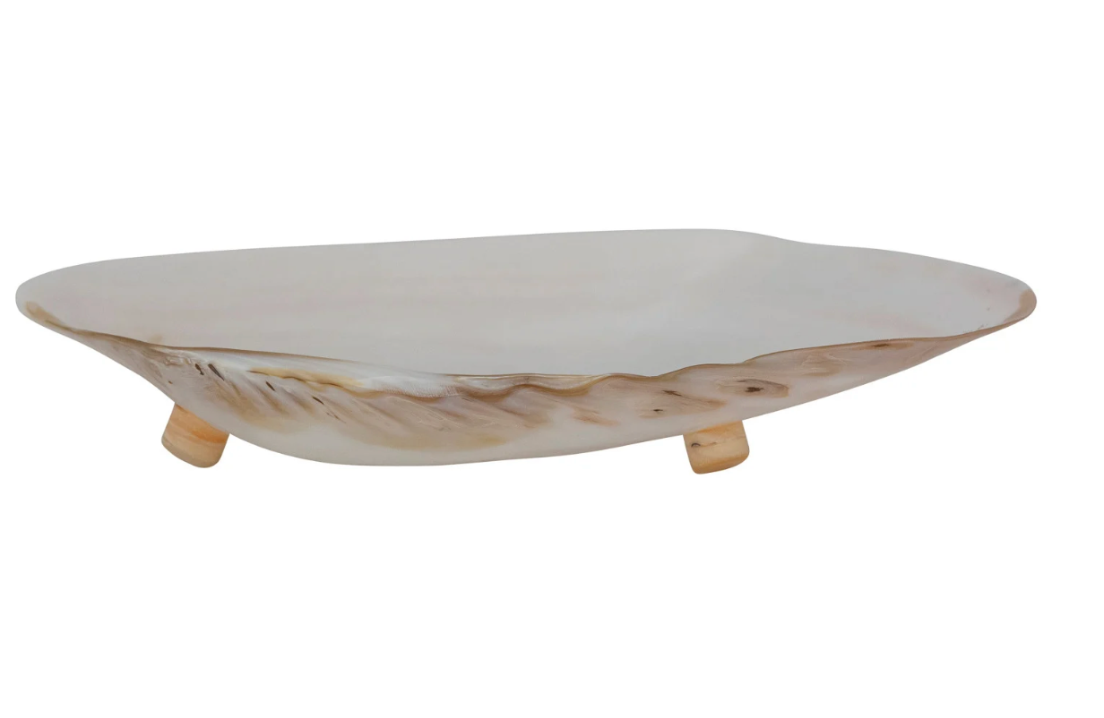 Decorative Natural Shell Footed Dish