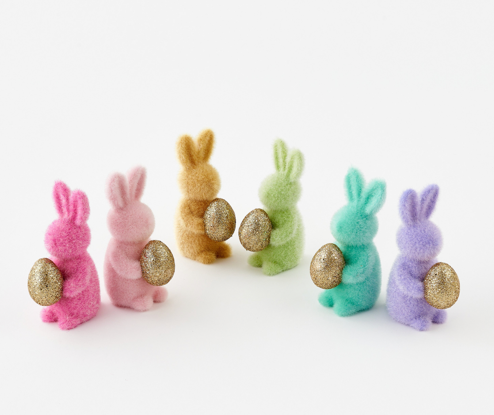 Flocked Bunny with Gold Egg