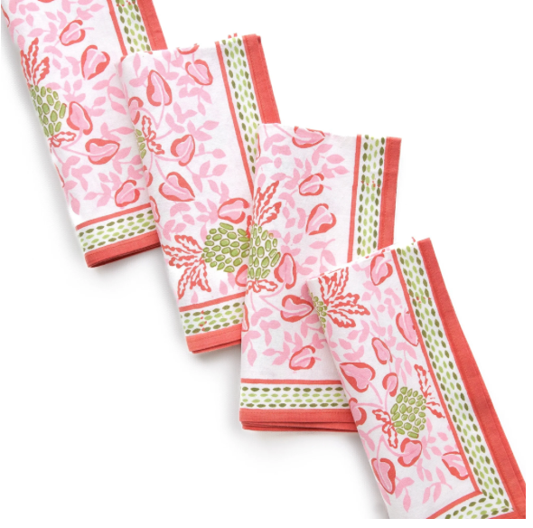 Pineapple Party Pink & Green Napkin Set of 4
