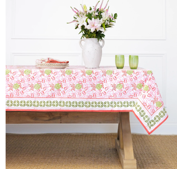 Pineapple Party Pink & Green Tablecloth