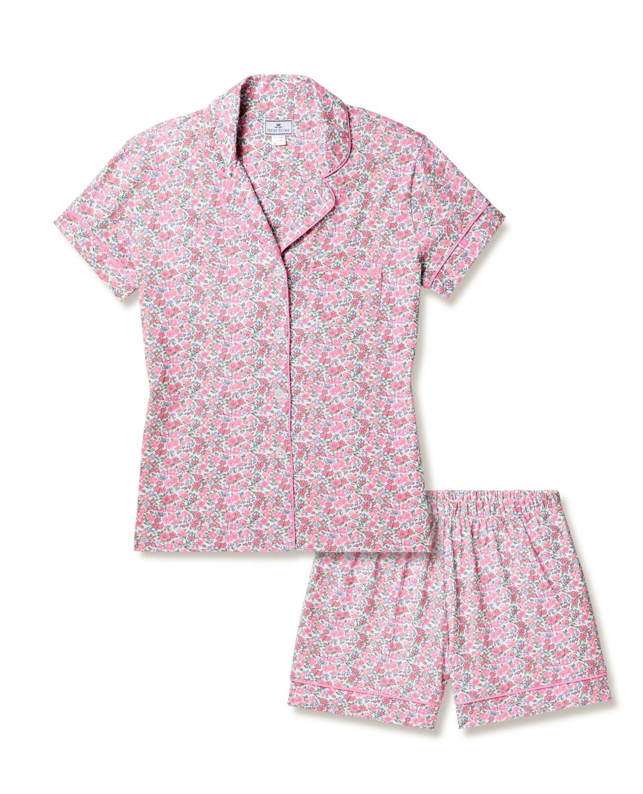 Women's Pima Short Sleeve Short Set in Fleurs de Rose
