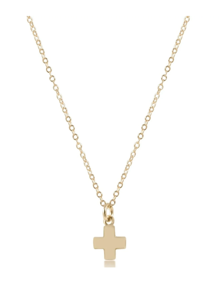 16" necklace gold - signature cross small gold charm