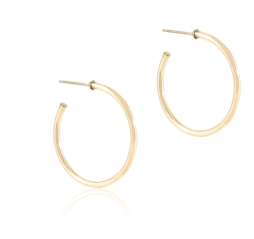 round gold 1.25" post hoop - 2mm - smooth