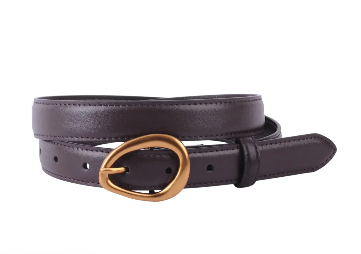 Basic Leather Belt with Asymmetrical Buckle