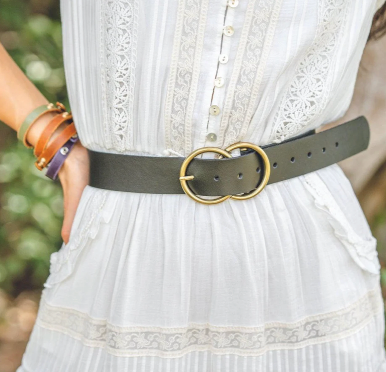 Double Circle Black Buckle Belt
