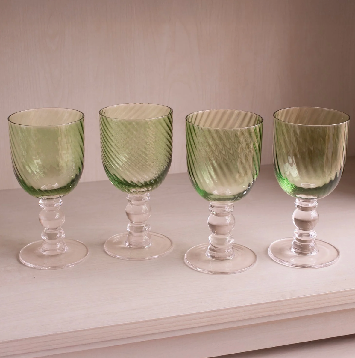 GLASS French Swirl Wine Glass- Green