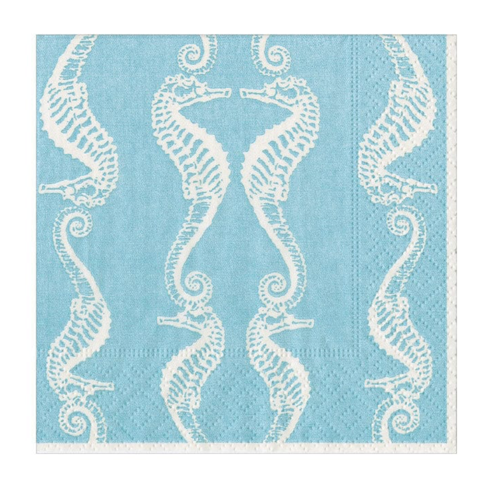 Seahorses Robin'S Egg Napkin Cocktail