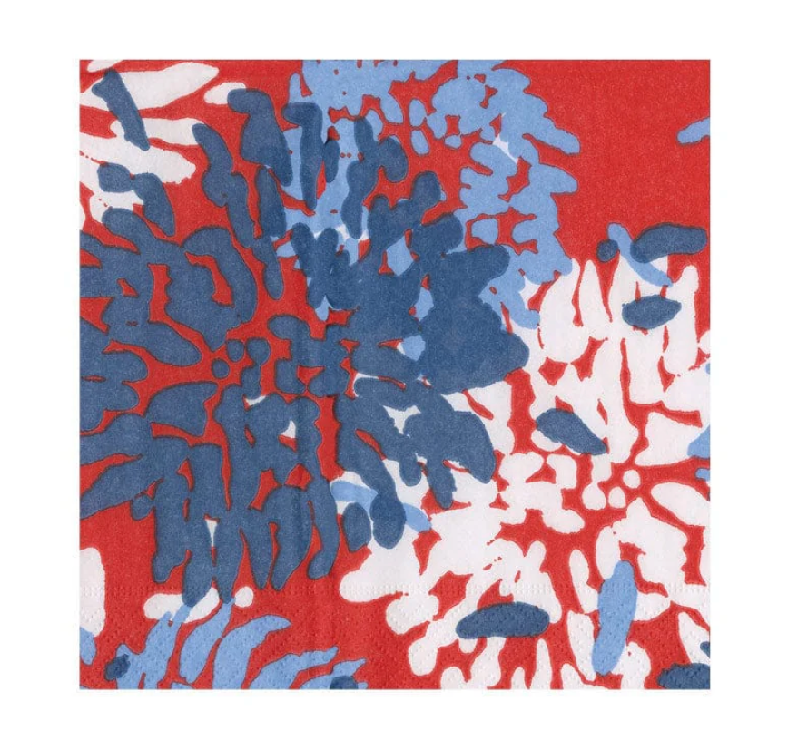 Chrysanthemum Red/white/blue Napkin Cocktail