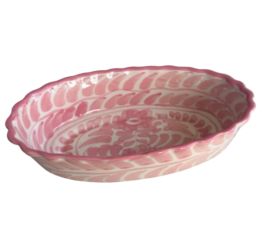Scalloped Edge Oval Dish - Blush