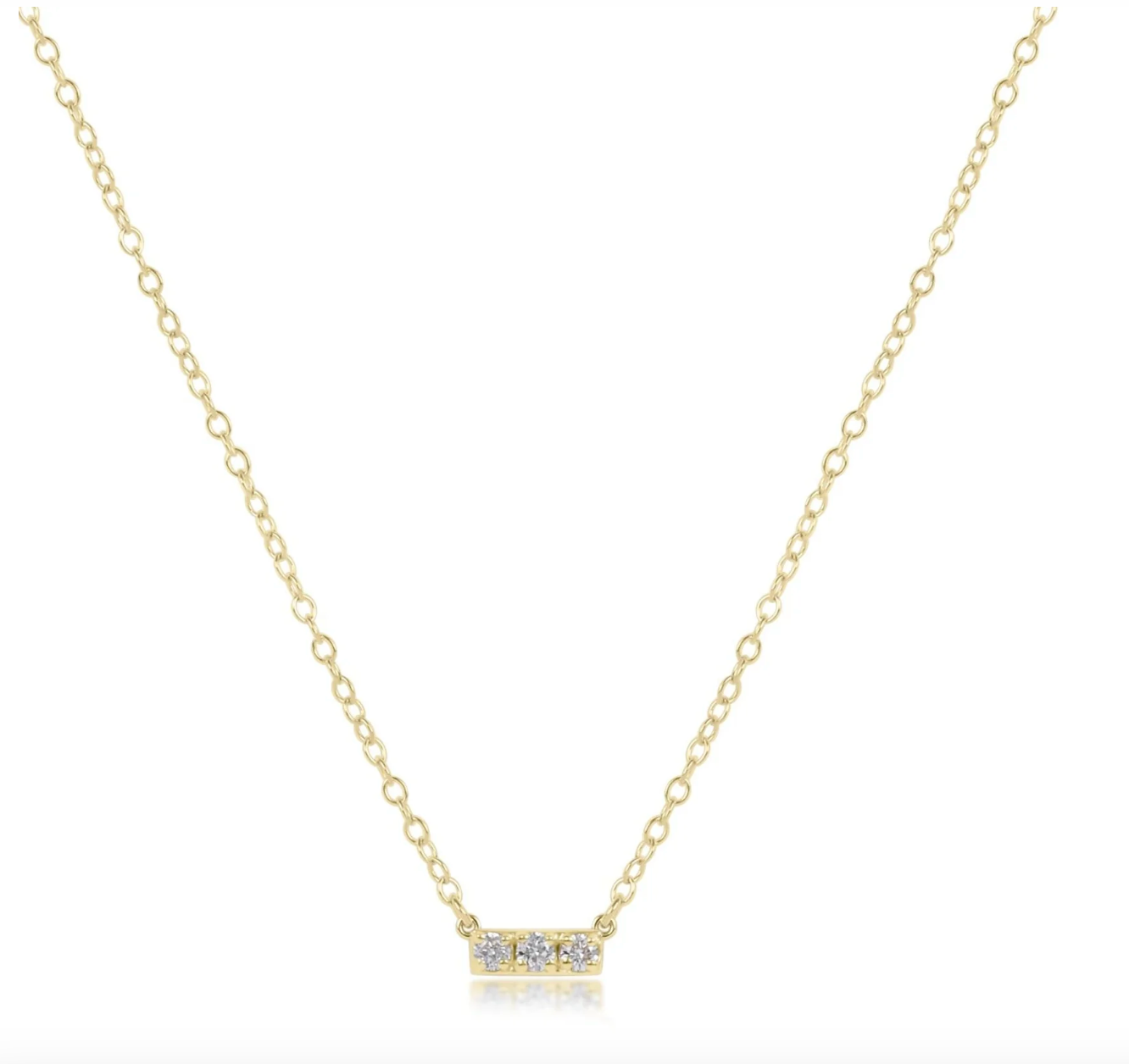 E Newton 14k Gold and Diamond Signature Bar Necklace