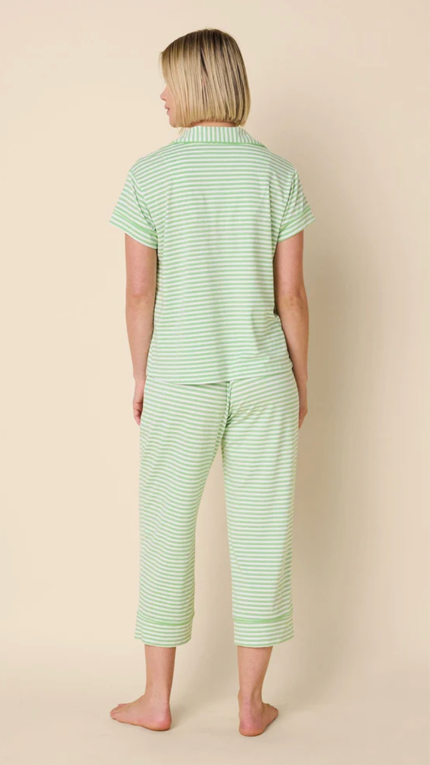 Essential Stripe Pima Knit Capri Set - Pistachio