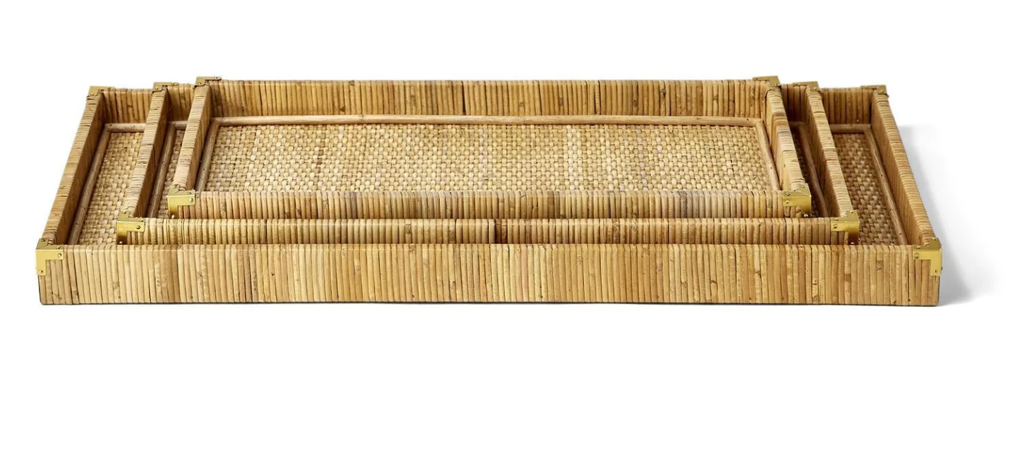 S/3 Oversized Rattan Trays