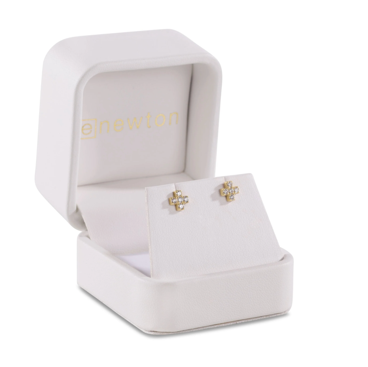 14kt gold and diamond signature cross studs