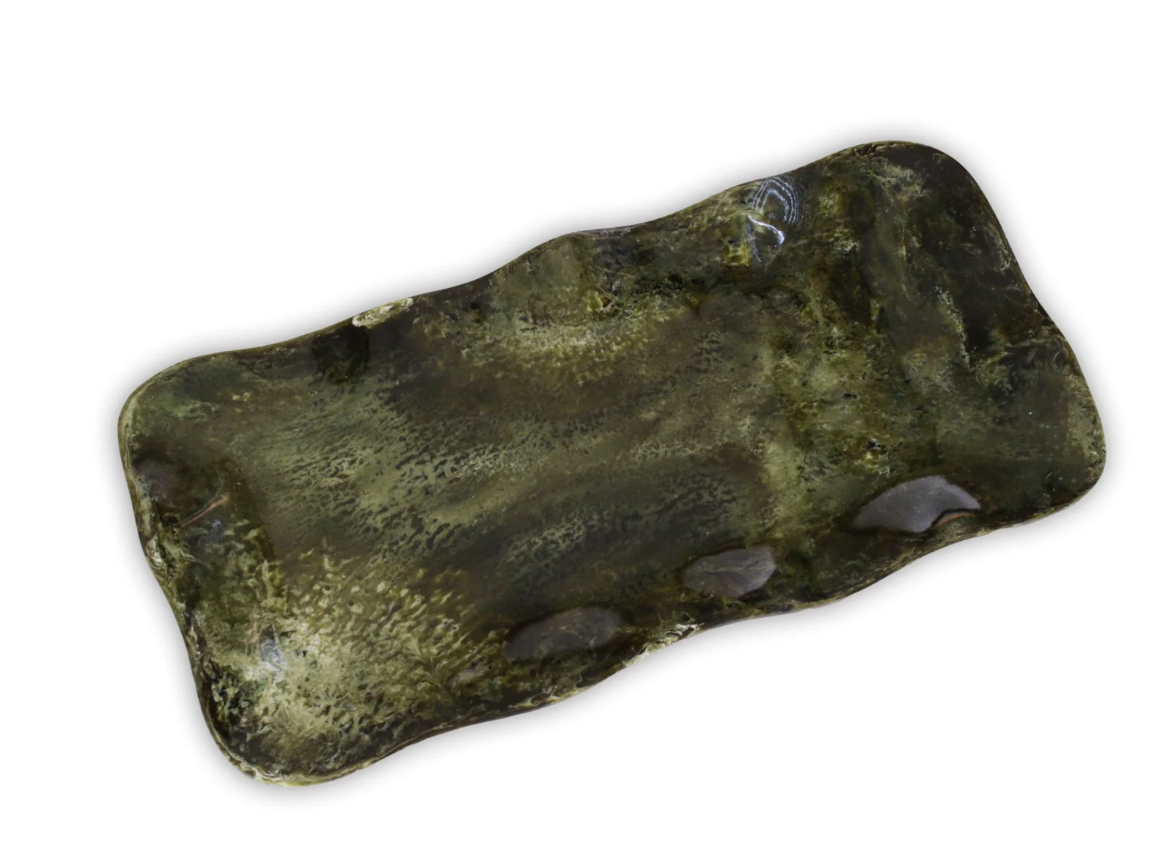 RESIN Malachite Long Rectangular Tray (Green)