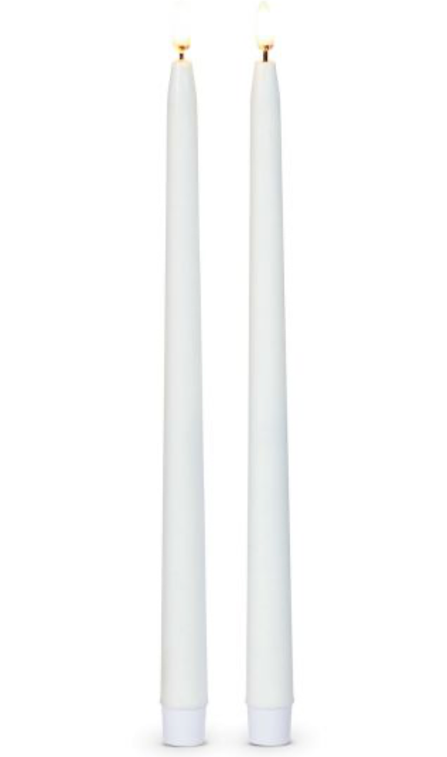 12.5 Inch White Taper Candles Set of 2 - Luminesce Flameless Candle Collection