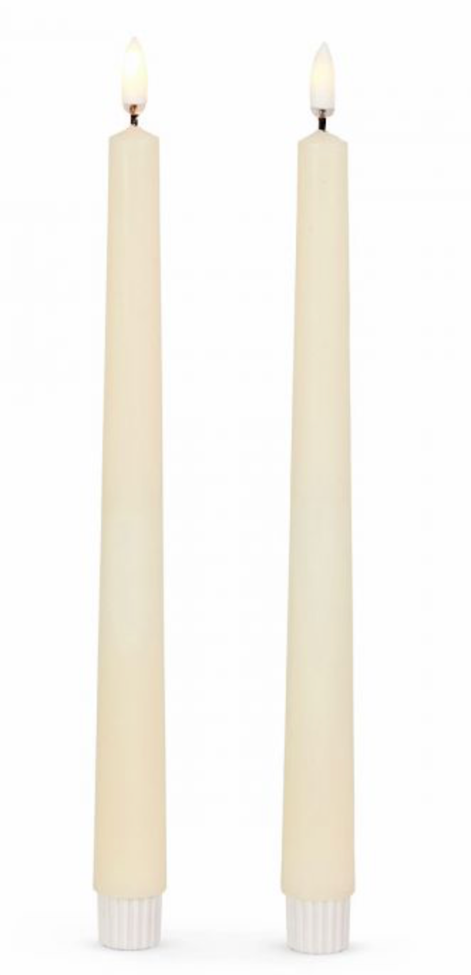 12.5 Inch White Taper Candles Set of 2 - Luminesce Flameless Candle Collection