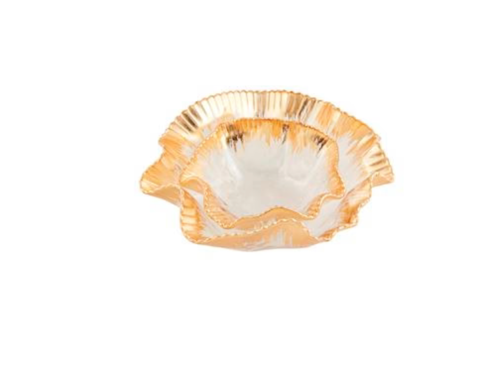 Gold Ruffle Rim Bowl Large