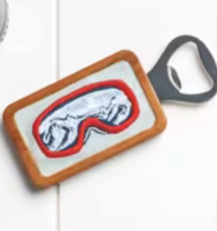 Ski Goggles Wooden Needlepoint Bottle Opener