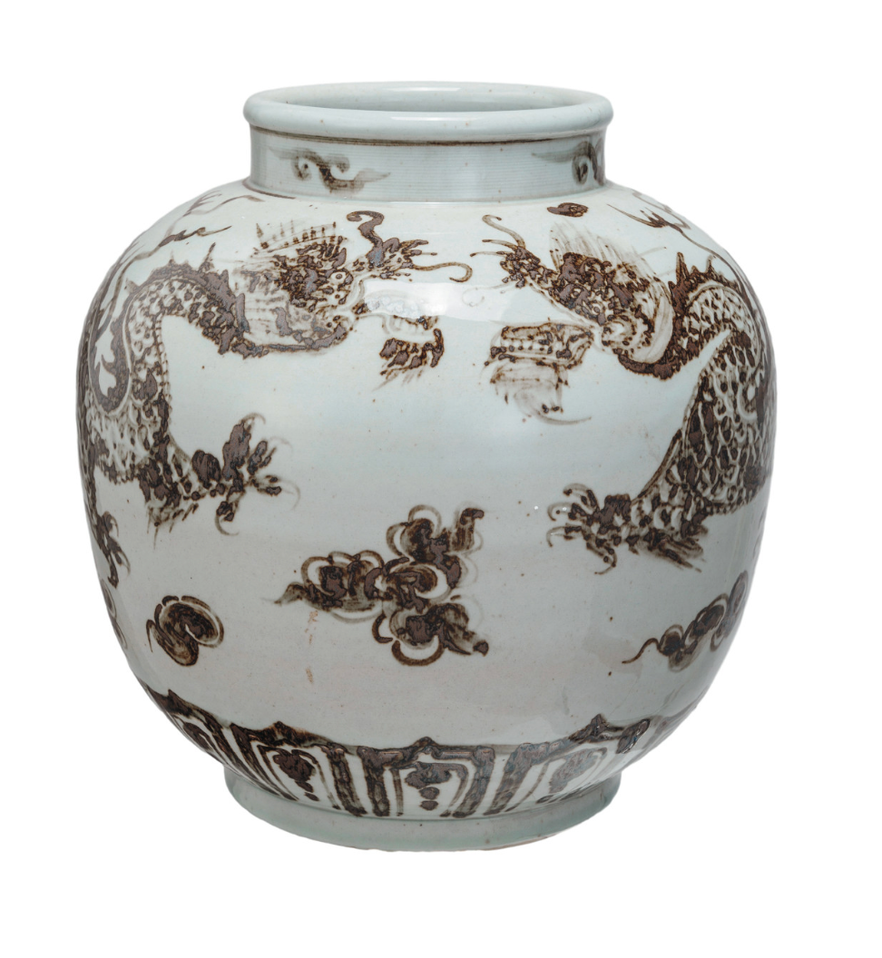 Hand Painted Vase w/ Dragons