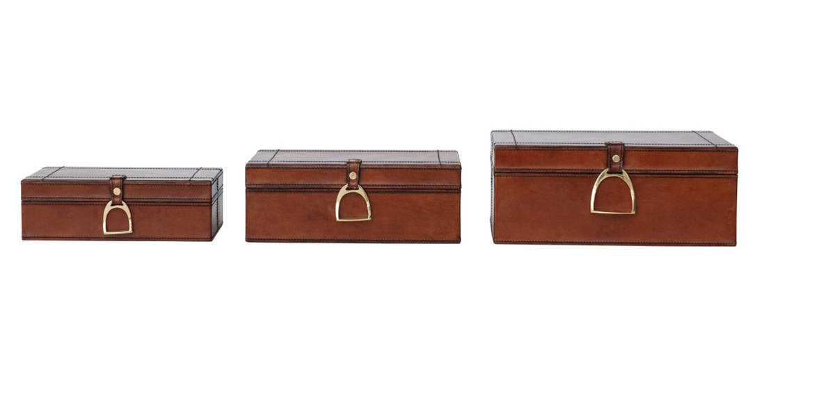 Leather Nesting Boxes w/ Velvet Interior