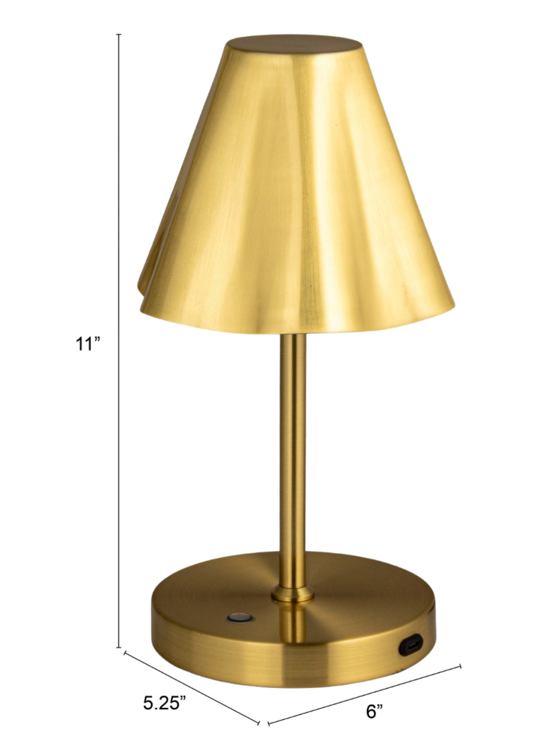 Metal LED Table Lamp w/ Ruffled Shade and Touch Sensor