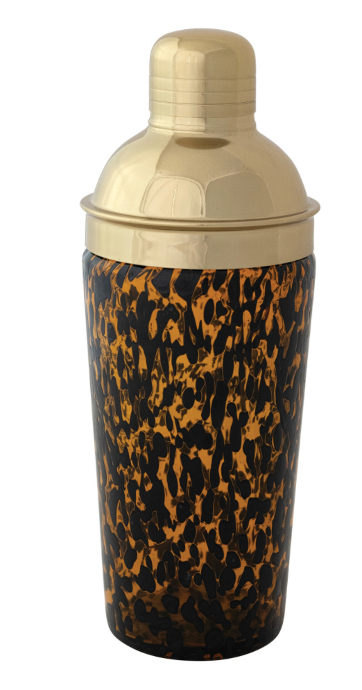 Tortoise Shell and Gold Cocktail Shaker